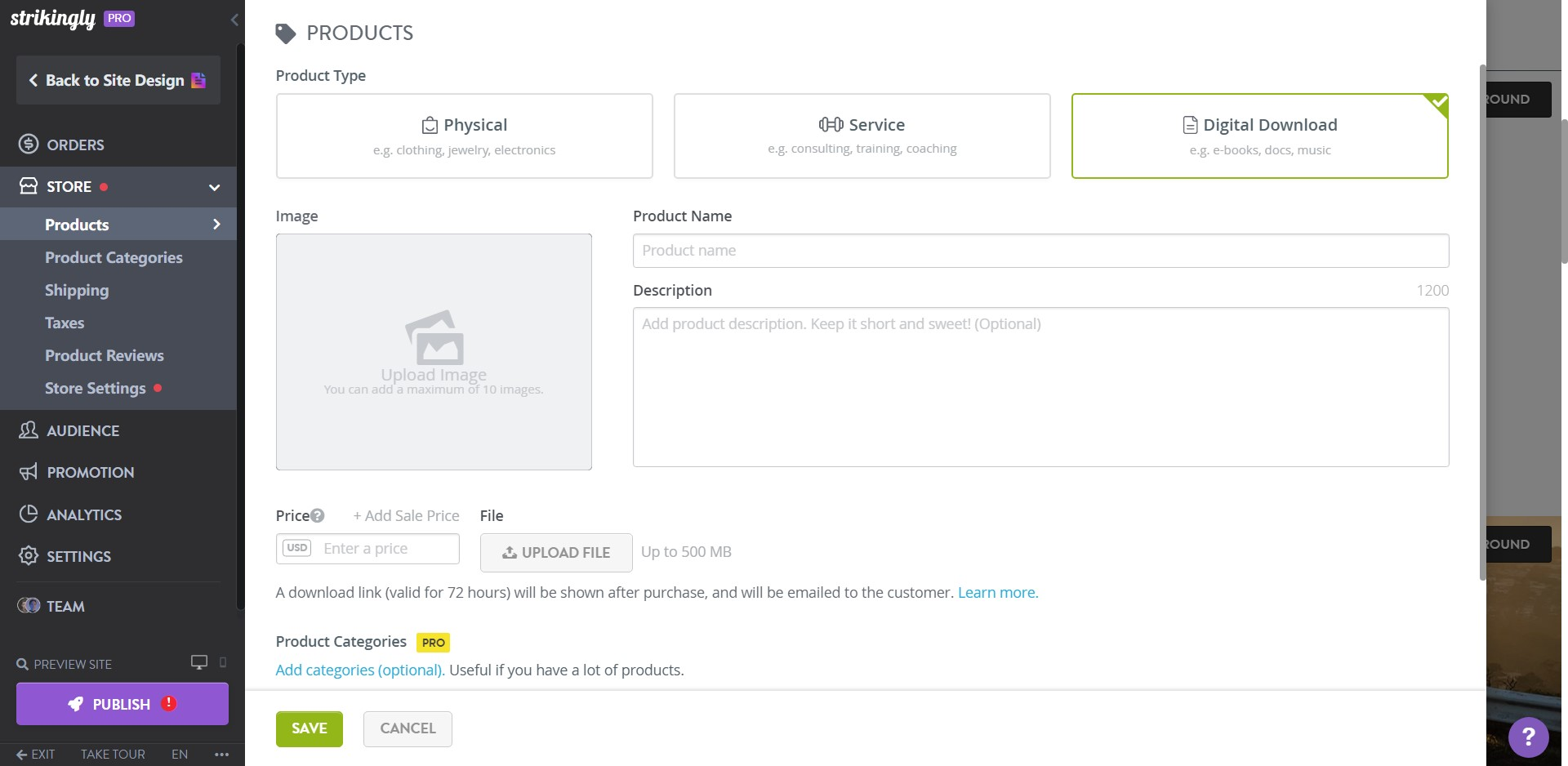 Strikingly Product Type, Name, Description Strikingly Product Type, Name, Description
